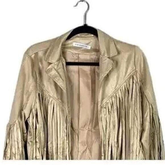 NWT Cropped Soft Faux Western Fringe Suede Open Style Lined Jacket Coat M Cream - Picture 3 of 15